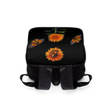 Black Butterfly and Sunflower Casual Shoulder Backpack