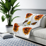 Monarch and Sunflower Sherpa Fleece Blanket