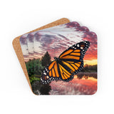 Monarch Butterfly Corkwood Coaster Set