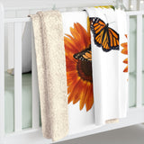 Monarch and Sunflower Sherpa Fleece Blanket