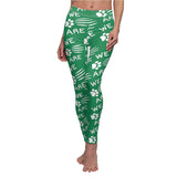 Green Paw Scratch Navy Women's Casual Leggings FREE SHIPPING