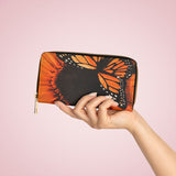 Monarch and Sunflower Zipper Wallet Black