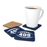 409 Football (Navy) Corkwood Coaster Set FREE SHIPPING