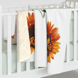 Monarch and Sunflower Sherpa Fleece Blanket