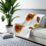 Monarch and Sunflower Sherpa Fleece Blanket
