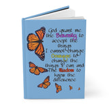 Monarch Serenity Prayer (lt blue) Hardcover Journal Matte FREE SHIPPING