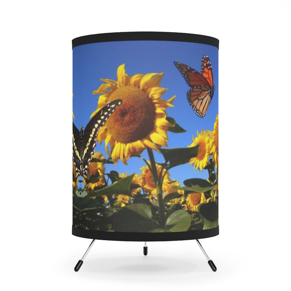 Sunflowers and ButterfliesTripod Lamp with High-Res Printed Shade, US\CA plug