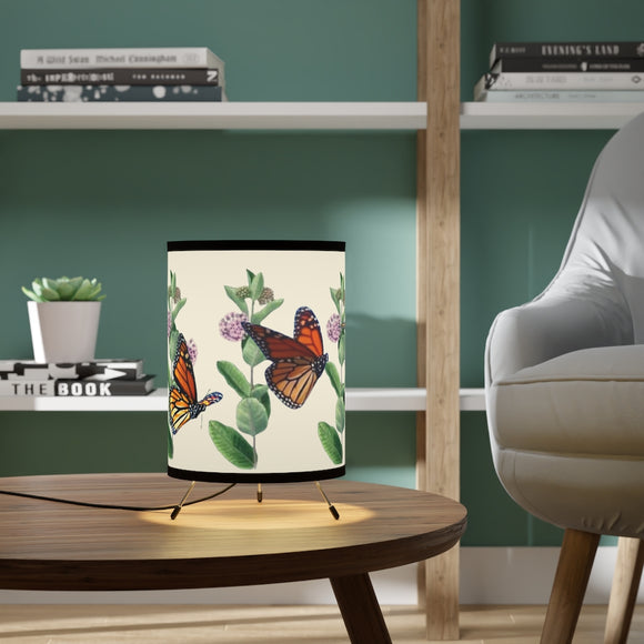 Monarchs and Milkweed Tripod Lamp with High-Res Printed Shade, US\CA plug