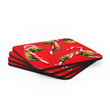 Candy cane Monarch Caterpillar Corkwood Coaster Set