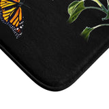 Black Sunflower and Monarchs Bath Mat