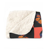 Monarch Butterfly and Chrysalis Quilt-Like Pattern Sherpa Fleece Blanket FREE SHIPPING