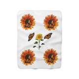 Monarch and Sunflower Sherpa Fleece Blanket