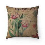 Rustic Floral and Butterfly  Polyester Square Pillow