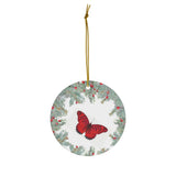 Red Butterfly Ceramic Ornament