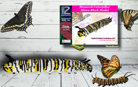 Monarch Caterpillar Micro-Block Brick Model, Designed and Packaged in USA