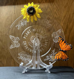 Save the Monarchs etched Glass plate - Inspired Passion Productions
