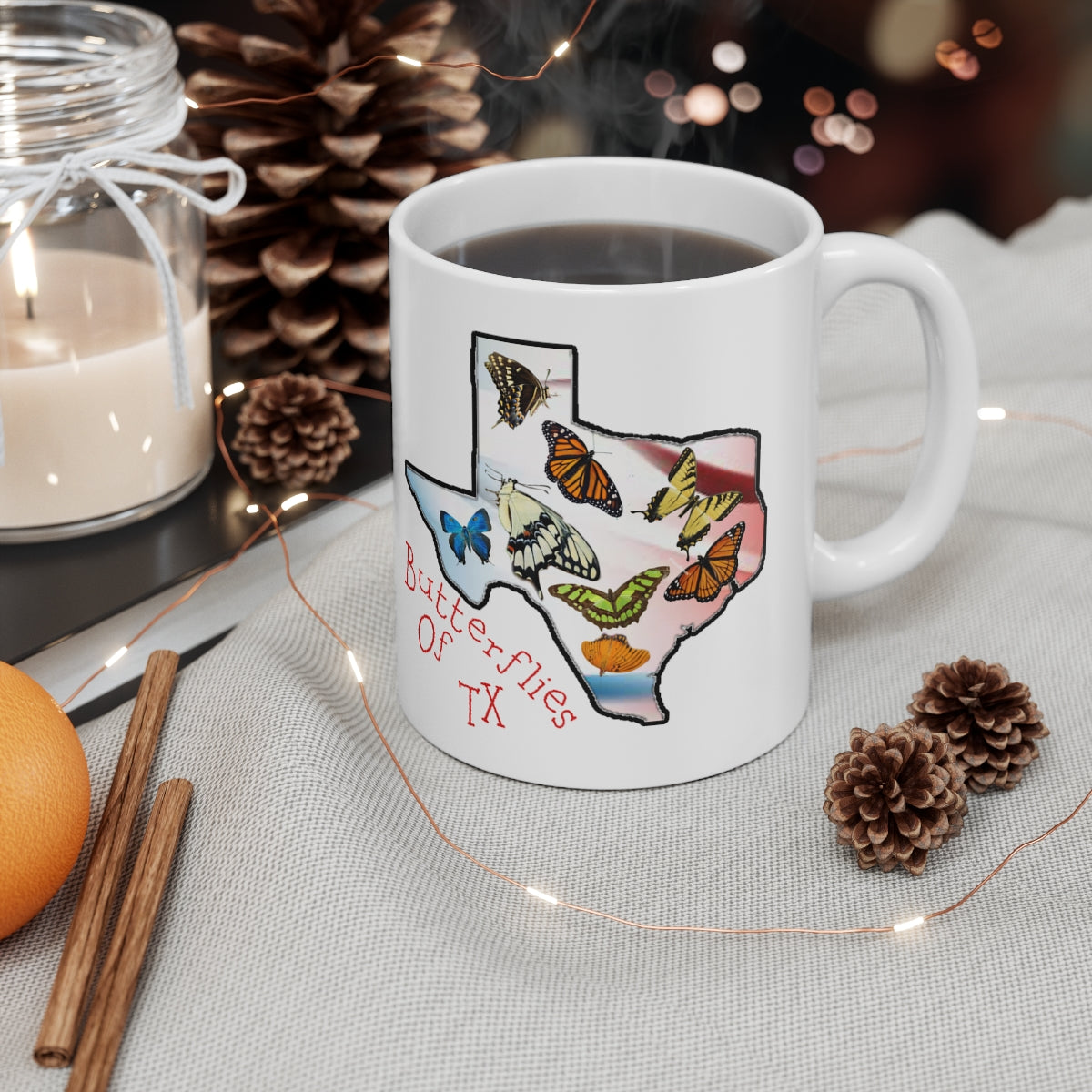 Beautiful Butterfly Mugs in 4 Color Choices, Pretty 11oz Coffee Cup