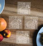 Etched Plate or Coaster Set art by Risa Kobayashi