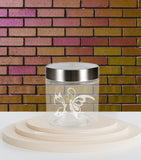 Butterflies in Love etched glass Jar