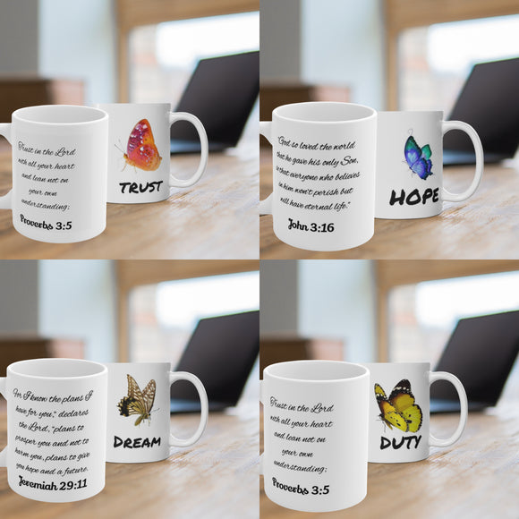 Bible Verse Coffee Mugs II, with Butterflies