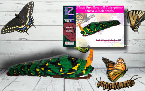 Black Swallowtail Caterpillar Building micro-block Model, Packaged in USA