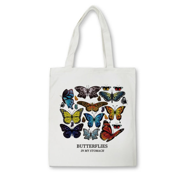 Vintage Shopping butterfly Bag Grocery Handbag Bolsas De Tela Canvas T