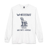Whiteout 'No Gift Horse' Long Sleeve Tee — Trojan Horse Graphic, 10.10.26 Event Shirt