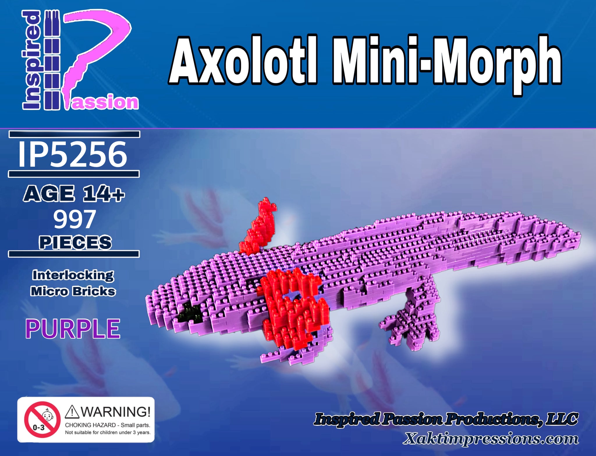 Minecraft Axolotl (Blue) Perler Bead Pattern