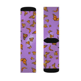 Purple monarch butterfly socks