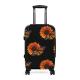 Sunflower and Monarchs Black Cabin Suitcase