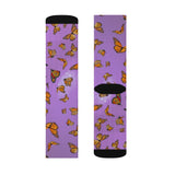 Purple monarch butterfly socks