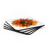 Sunflower and Monarch Corkwood Coaster Set