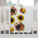 Sunflowers and Monarchs Soft Fleece Blanket