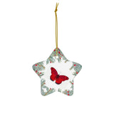 Red Butterfly Ceramic Ornament