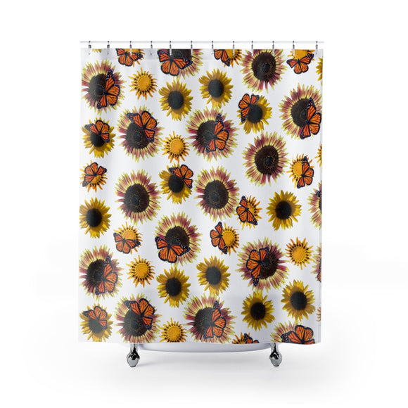 Sunflowers and Monarchs Shower Curtains