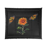 Monarchs with single sunflower Comforter