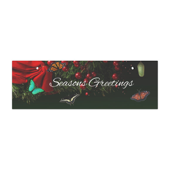 Seasons Greetings butterfly Ceramic Wall Sign green