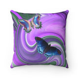 Midnight Purple Spun Polyester Square Butterfly Pillow