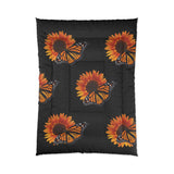 Black Sunflower and Monarch Comforter Comforter