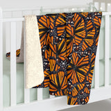 Monarch Butterfly Wings Sherpa Fleece Blanket, Soft and Fluffy