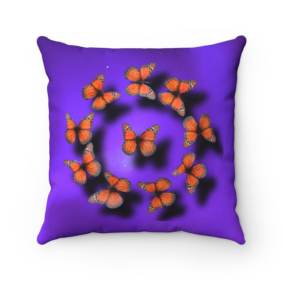 Purple Aura Monarch Holiday Spun Polyester Square Pillow