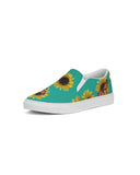 Sunflower and Monarch Green Background Women's Slip-On Canvas Shoe