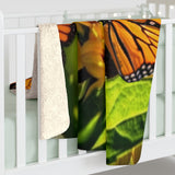 Sunflower Monarch Sherpa Fleece Blanket