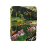 Monarchs by the river Sherpa Fleece Blanket