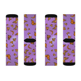 Purple monarch butterfly socks