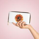 White with sunflower Zipper Wallet