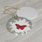 Red Butterfly Ceramic Ornament