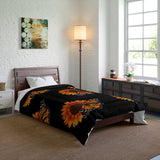 Black Sunflower and Monarch Comforter Comforter