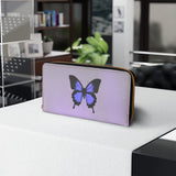 Purple Butterfly Zipper Wallet