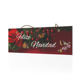 Felize Navidad Butterfly Ceramic Wall Sign Red